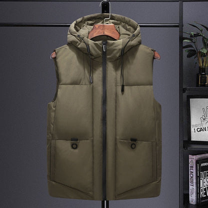 New Men's Sports Vest Autumn and Winter Fashion Slim Sleeveless Cotton Clothes Thickened Hooded Large Men Vest visual kei
