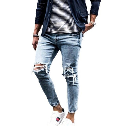 New Style Skinny Jeans Men Streetwear Destroyed Ripped Jeans Homme Hip Hop Broken Modis Male Pencil Biker Jeans
