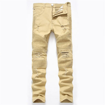 Fashion Hole Jeans Men Casual Mens Pencil Pants 174#