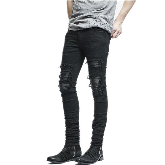 Men Pants Fashion Ripped Jeans Mens Knee Casual Slim Fit For Men Trousers XY2