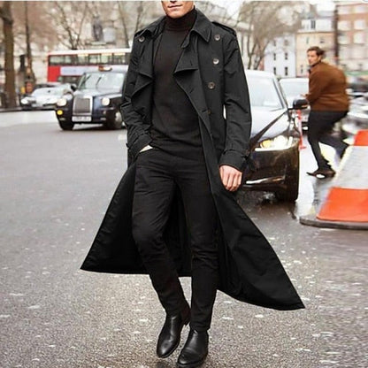 Mens Fashion Trench Coats Autumn Men Long Jackets Coats Men Casual Solid Silm Fit Windbreakers Winter Warm Plus Size Coats