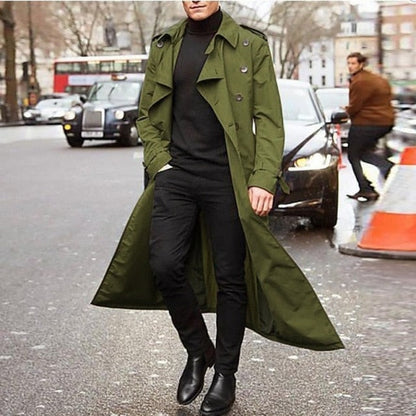 Mens Fashion Trench Coats Autumn Men Long Jackets Coats Men Casual Solid Silm Fit Windbreakers Winter Warm Plus Size Coats