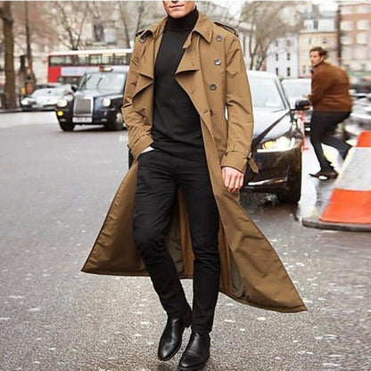 Mens Fashion Trench Coats Autumn Men Long Jackets Coats Men Casual Solid Silm Fit Windbreakers Winter Warm Plus Size Coats