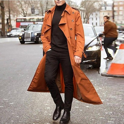 Mens Fashion Trench Coats Autumn Men Long Jackets Coats Men Casual Solid Silm Fit Windbreakers Winter Warm Plus Size Coats