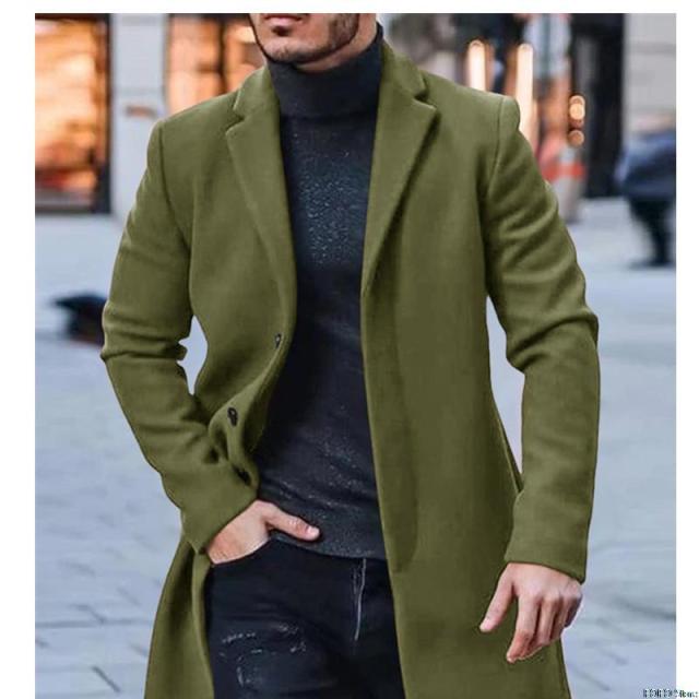 Winter Wool Blends Trench Coat Men Long Overcoat Solid Color Modern Fashion Windbreaker Jackets Mens Overcoat England Style