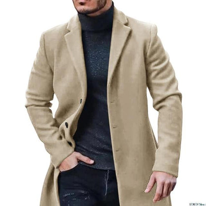 Winter Wool Blends Trench Coat Men Long Overcoat Solid Color Modern Fashion Windbreaker Jackets Mens Overcoat England Style