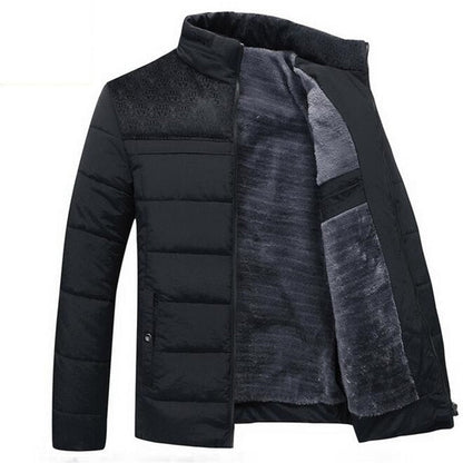 Plus Cashmere Blouson Homme Male Stand Collar Business Coat Keep Warm Winter Thick Splice Cotton Clothing Mens New Jacket