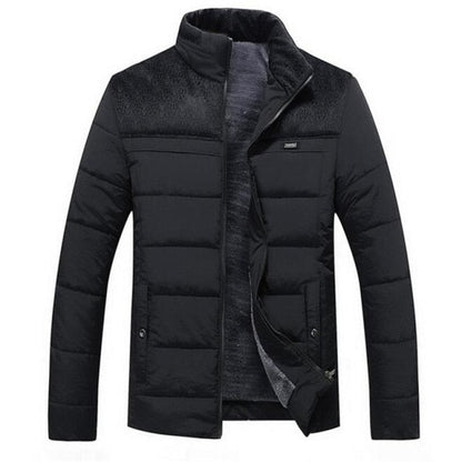 Plus Cashmere Blouson Homme Male Stand Collar Business Coat Keep Warm Winter Thick Splice Cotton Clothing Mens New Jacket
