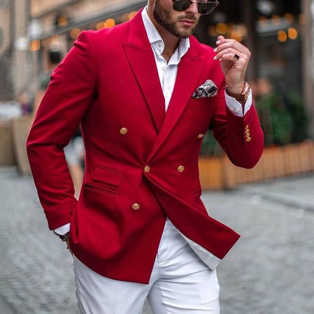 Costume Homme Red Suits For Men Formal Jacket Pants Men Groom Wedding Slim Fit Suit Party Tuxedo Blazer 2 Pieces Suit