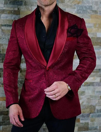 Costume Homme Red Suits For Men Formal Jacket Pants Men Groom Wedding Slim Fit Suit Party Tuxedo Blazer 2 Pieces Suit