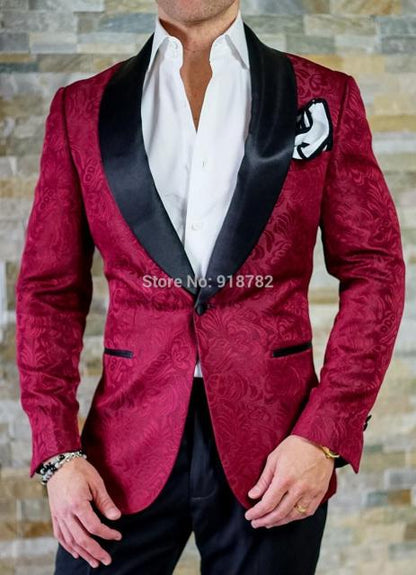 Costume Homme Red Suits For Men Formal Jacket Pants Men Groom Wedding Slim Fit Suit Party Tuxedo Blazer 2 Pieces Suit