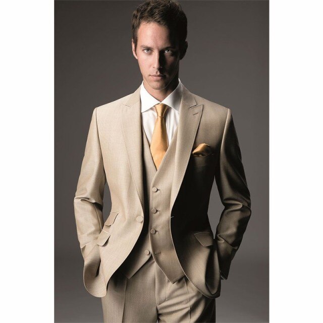 High Quality Mens Suits Groom Tuxedos Groomsmen Wedding Party Dinner Best Man Suits Blazer (Jacket+Pants+Vest+Tie) NO:997