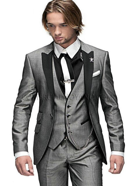 High Quality Mens Suits Groom Tuxedos Groomsmen Wedding Party Dinner Best Man Suits Blazer (Jacket+Pants+Vest+Tie) NO:997