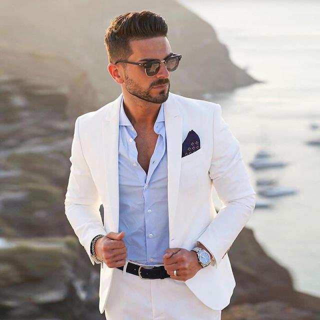 White Men Suits Business Casual Wedding Suits For Men Best Man Blazer Groom Wear Tuxedo Slim Fit Costume Homme Mens Jacket