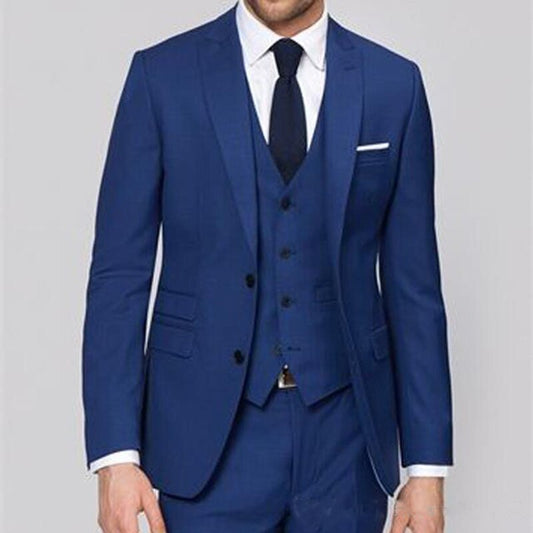 New Design Two Buttons Handsome Groom Tuxedos Peak Lapel roomsmen Best Man Suit Mens Wedding Suits Bridegroom (Jacket+Pants+Vest