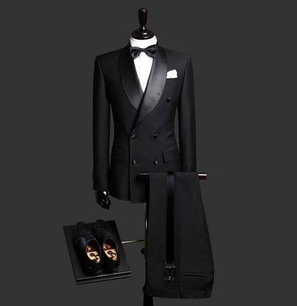 Black Lapel Slim Fit White Men Wedding Suit 2 Pieces Men Tuxedos For Groom Party Prom Wedding Mens Suits Bridegroom