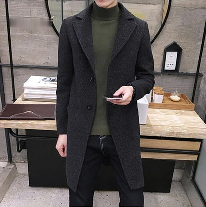 New Long Trench Coat 40 %Wool Quality Thick Warm Trench Coat Male Jackets 5xl Men Windbreak Winter Fashion Mens Overcoat