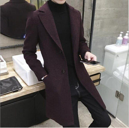 New Long Trench Coat 40 %Wool Quality Thick Warm Trench Coat Male Jackets 5xl Men Windbreak Winter Fashion Mens Overcoat