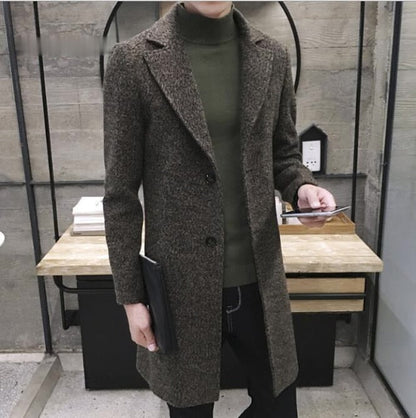 New Long Trench Coat 40 %Wool Quality Thick Warm Trench Coat Male Jackets 5xl Men Windbreak Winter Fashion Mens Overcoat