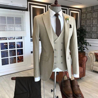 Formal Business Ivory White Men Suit 3 Pieces Slim Fit Custom Casual Groom Wedding Prom Suit Jacket Vest Pants Dress Tuxedo