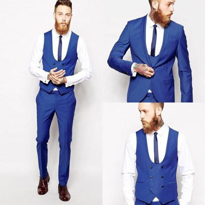 Red Two Button Groom Tuxedos Notch Lapel Men Suits Slim Fit Groomsmen Best Man Wedding Suits (Jacket+Pants+Vest+Tie)