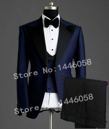 Custom Made 3-Piece Beige Smoking Blazer Casual Business Gentlemen Groom Suits Prom Suits For Men Wedding Best Man Tuxedo