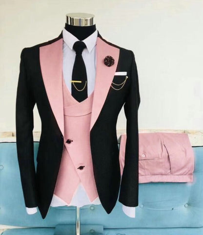 Custom Made 3-Piece Beige Smoking Blazer Casual Business Gentlemen Groom Suits Prom Suits For Men Wedding Best Man Tuxedo