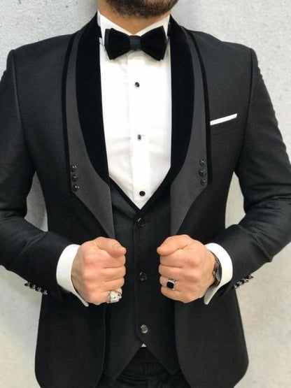 Custom Made 3-Piece Beige Smoking Blazer Casual Business Gentlemen Groom Suits Prom Suits For Men Wedding Best Man Tuxedo