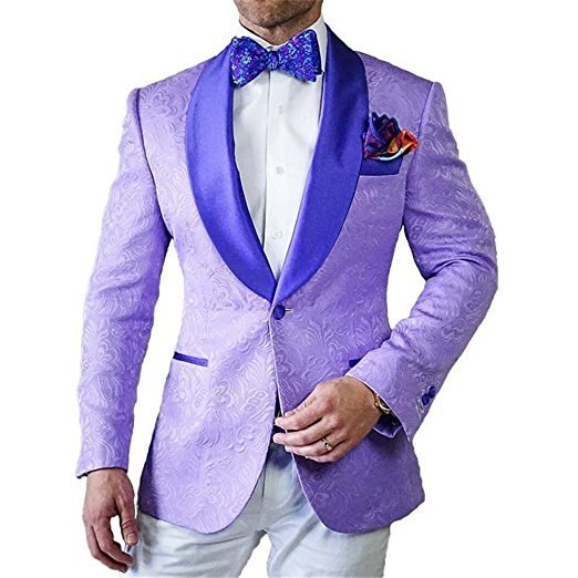 maoxiangshop Groomsmen Ivory Pattern Groom Tuxedos Shawl Lapel Men Suits 2 Pieces Wedding Best Man Blazer ( Jacket+Pants+Tie ) C588