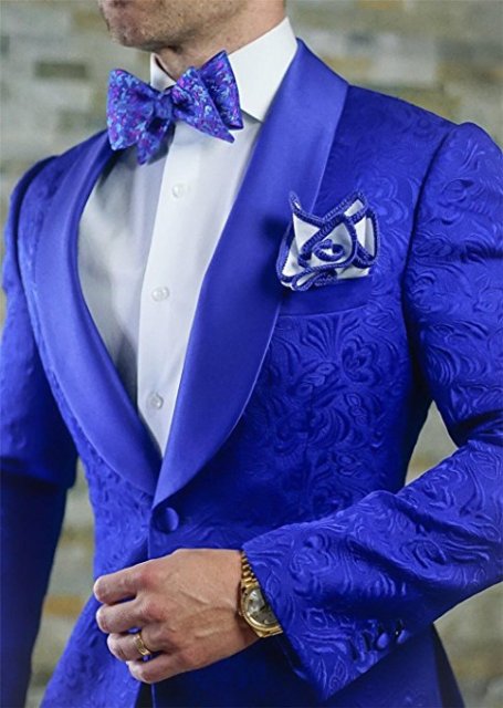 maoxiangshop Groomsmen Ivory Pattern Groom Tuxedos Shawl Lapel Men Suits 2 Pieces Wedding Best Man Blazer ( Jacket+Pants+Tie ) C588