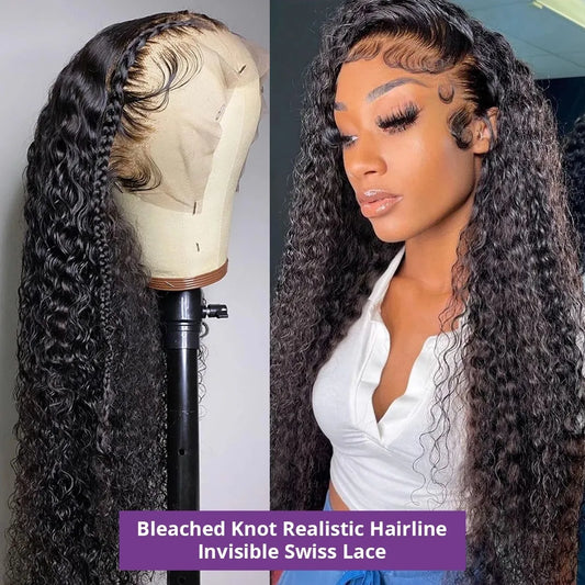 13x4 Loose Deep Wave Brazilian Human Hair Wigs 32 34 Inch Transparent Synthetic Curly Lace Front Wig For Black Women