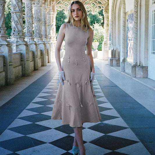 women's clothing summer new fashion design niche waist slimming lace-up adjustable dress for women