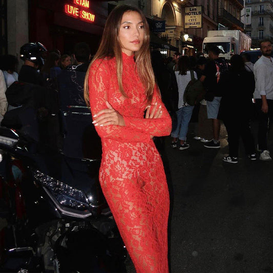 women's clothing  summer new hot selling sexy hollow lace pattern perspective slim long dress female